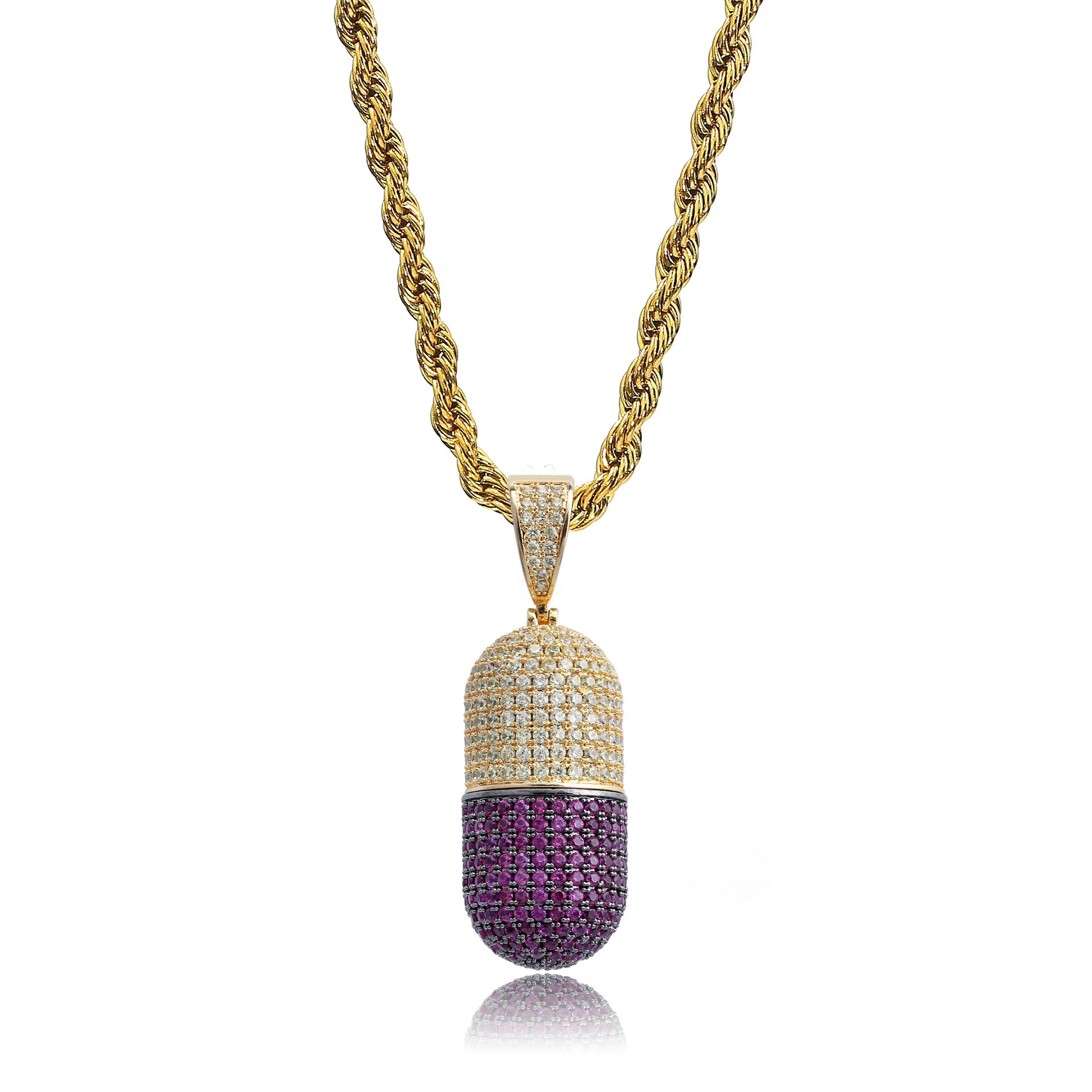 CZ Stone Cubic Zirconia Pill Capsule Pendant