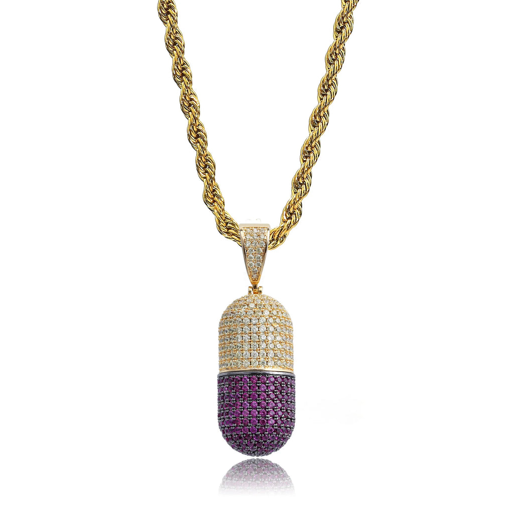 CZ Stone Cubic Zirconia Pill Capsule Pendant