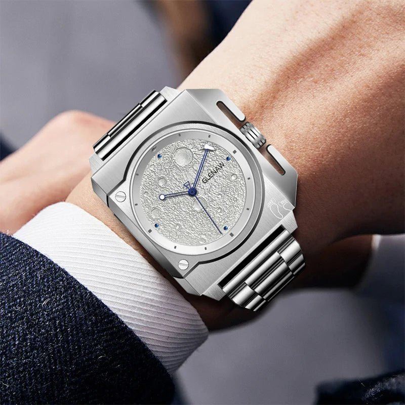 Luxury Men's Automatic Mechanical Movement Watch Versatile Fashion Analog Display Steel Case 3ATM Water Resistant