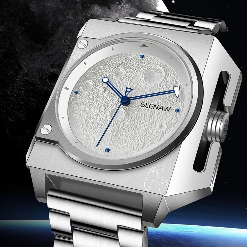 Luxury Men's Automatic Mechanical Movement Watch Versatile Fashion Analog Display Steel Case 3ATM Water Resistant
