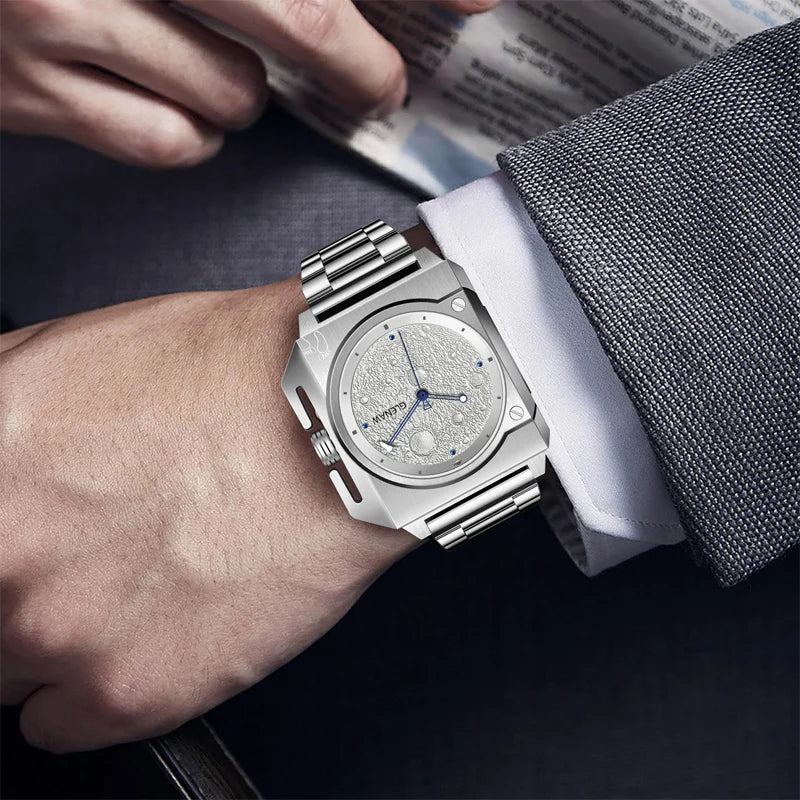 Luxury Men's Automatic Mechanical Movement Watch Versatile Fashion Analog Display Steel Case 3ATM Water Resistant