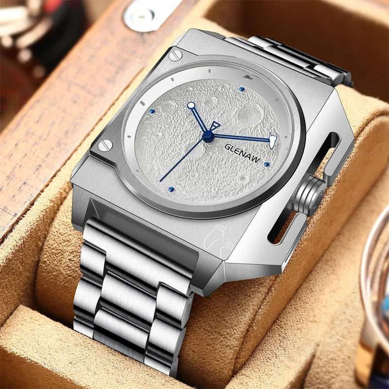 Luxury Men's Automatic Mechanical Movement Watch Versatile Fashion Analog Display Steel Case 3ATM Water Resistant