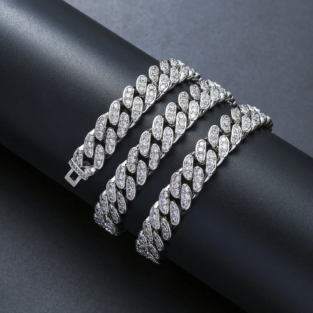 Zircon Diamond Gold Cuban Link Chain Necklace