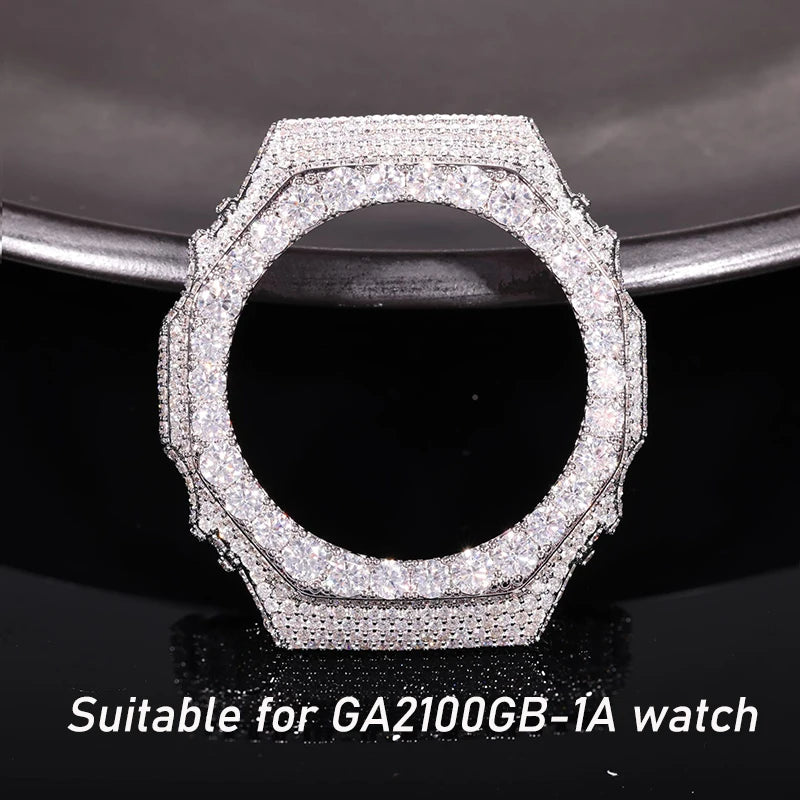 Hip Hop Moissanite Paved Bling Iced Out Watch Cover for Men Jewelry