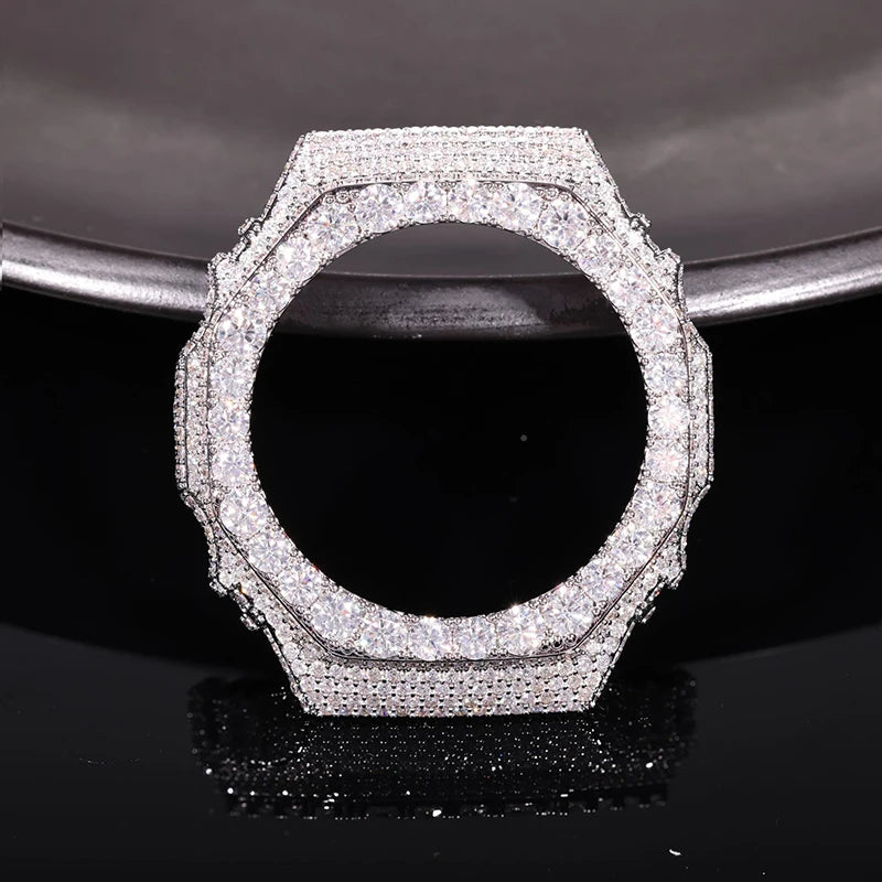 Hip Hop Moissanite Paved Bling Iced Out Watch Cover for Men Jewelry